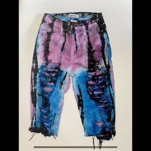 Distressed Tie Dye Bermuda Shorts